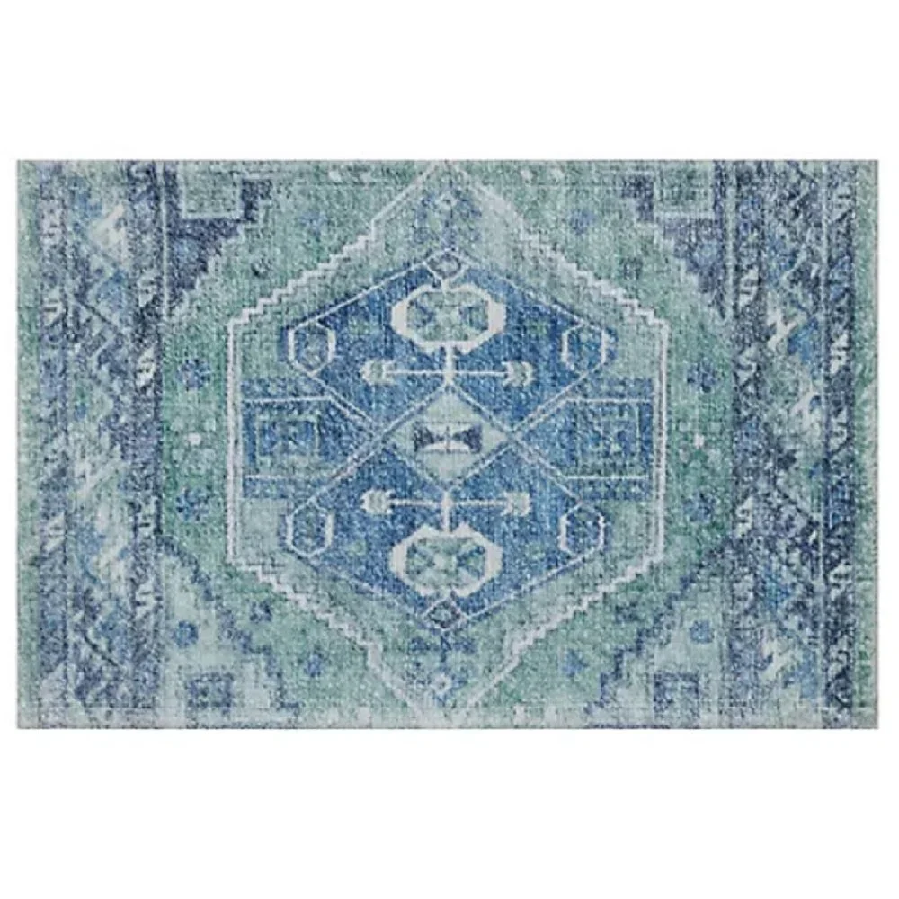 new Wild Sage Printed 20x33 inch Bathroom Rug in Aqua Blue Gray Green colors